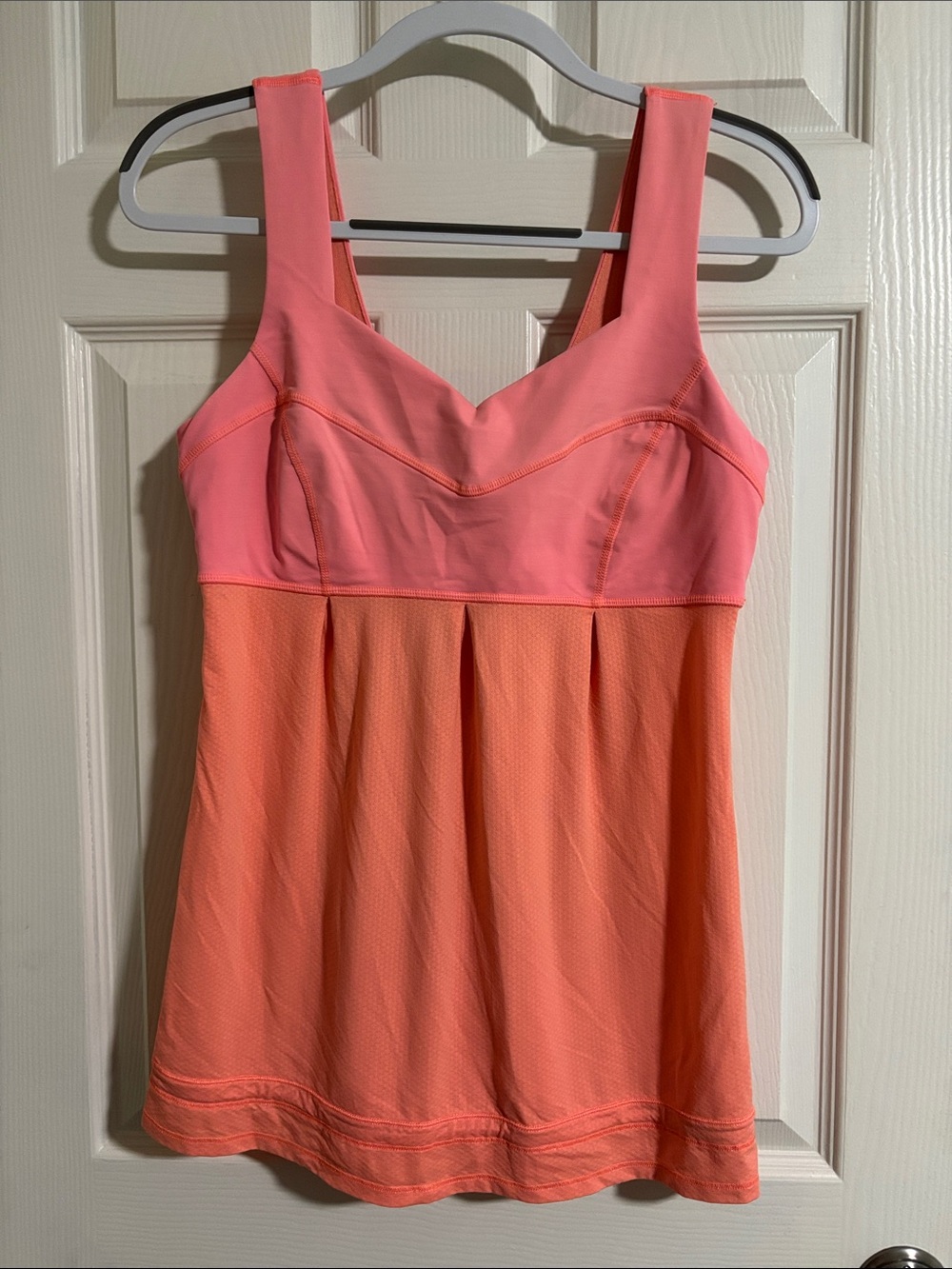 lululemon athletica Pink and Coral Tank Top with Sweetheart Neckline